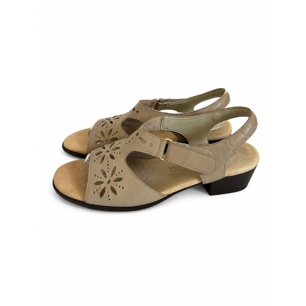 SAS Tripad Comfort Womens Tan Leather Cutout  Slingback Sandal Heels 9.5